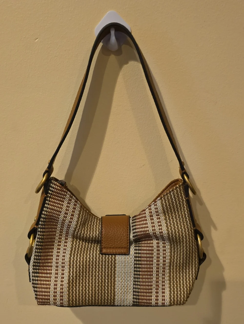 GUESS Camden Mini Striped Canvas Shoulder Purse NWOT